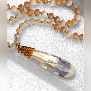 Faceted Crystal Teardrop Necklace and Earring Set